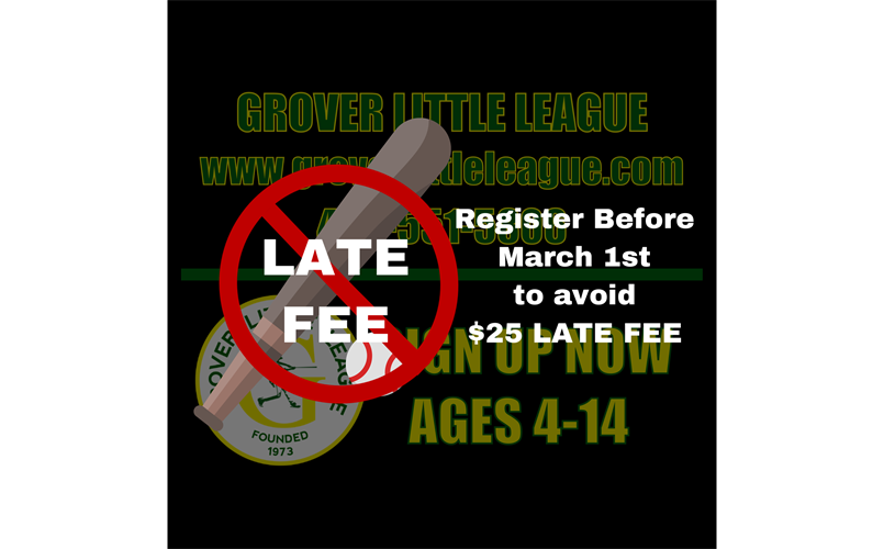 Register Before March 1st to avoid $25 LATE FEE